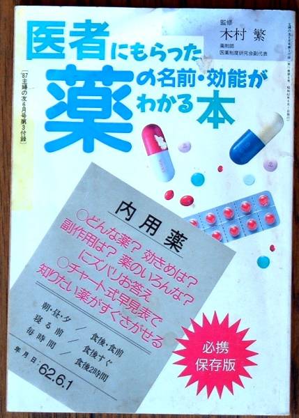 ★♪~即決、医者にもらった薬の名前・効能がわかる本/’87主婦の友付録~♪★拍卖