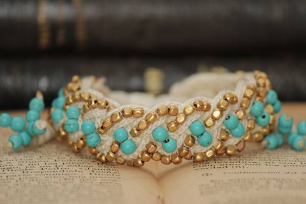 ♪新入荷♪ターコイズ&ブラスビーズブレスレットW拍卖