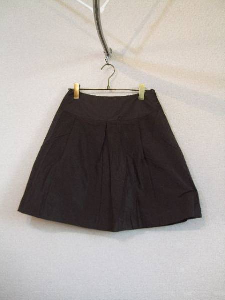 REBONDIRこげ茶プリーツフレアスカート(USED)101913拍卖