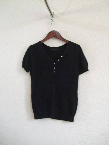 KT黒ライン入コットンシルク半袖ニット(USED)50915②)拍卖