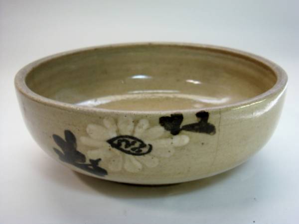 鉢■古唐津平鉢 秋桜 平皿 菓子器 コスモス ニュウ有り 絵唐津 時代物 骨董品 古美術■拍卖