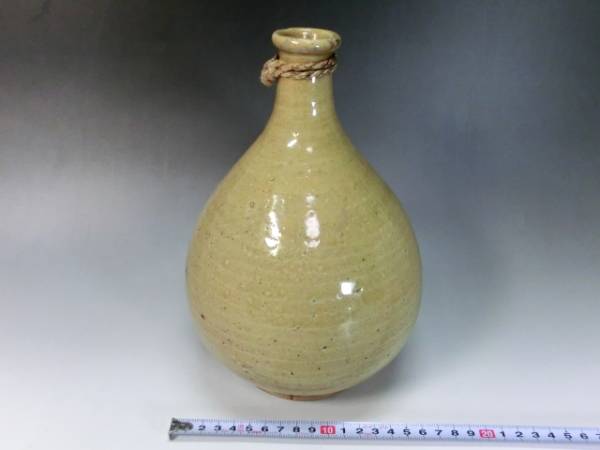 徳利■古い黄瀬戸(江戸期) とっくり 酒器 花瓶 時代物 骨董品■拍卖