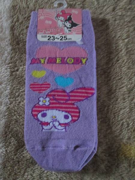 ○新品♪マイメロショートソックスパープル23~25cm○拍卖