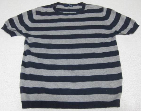 Mサイズ WEST WIN 半袖 ニット ボーダー 紺色×グレー 拍卖