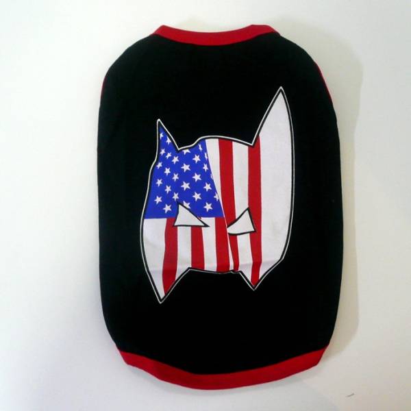 ⑦号★送料無料・ネコポス便★中型犬(M)Tシャツ 星条旗仮面(黒)拍卖