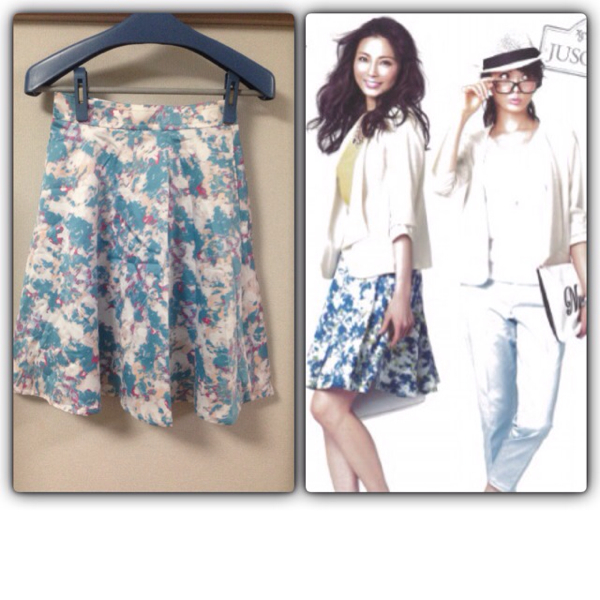 新品タグ付きJUSGLITTYぼかしプリントフレアスカートサイズ0拍卖