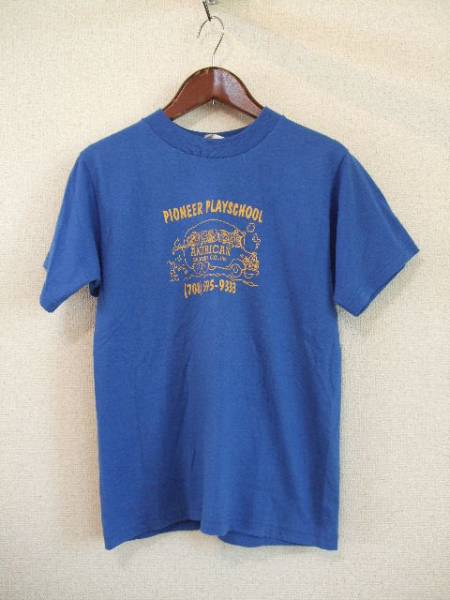 FRUITOFTHELOOM青×黄プリントTシャツ(USED)72013 拍卖