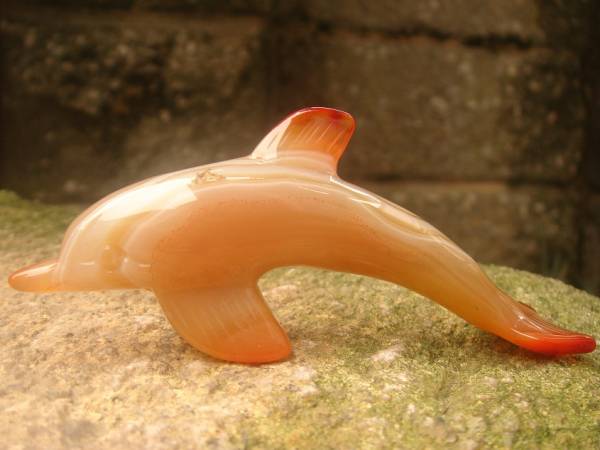 ☆風水,天然4A級幸運を呼ぶ瑪瑙メノウめのうイルカ置物3拍卖