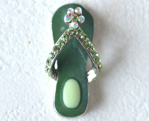 ■即決■ジルコニア付きお花のサンダル 緑・メタルチャーム拍卖