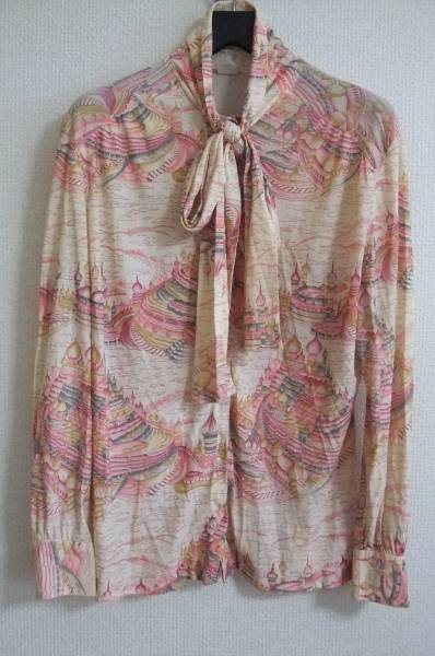 ☆☆送料無料☆☆訳あり★ポリ素材ブラウス★ストール付き★レディースL相当★70s☆z20拍卖