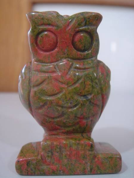 ☆風水,お守り,開運UP天然碧玉ジャスパー梟フクロウ置物T2拍卖