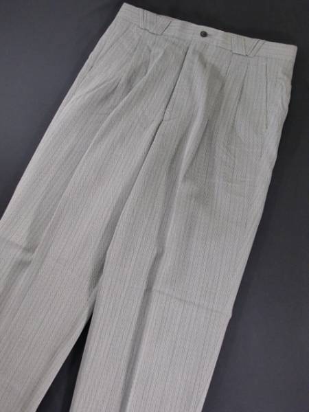 ★☆ 79 ツータック パンツ 新品 春夏秋 銀鼠柄 日本製 ☆★拍卖