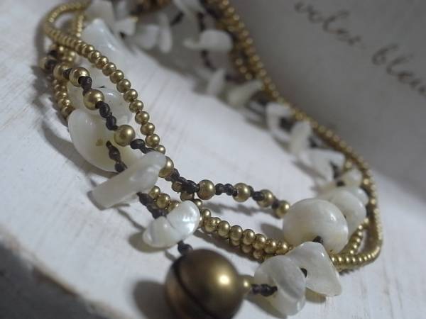 ★新入荷★真鍮&シェル4連ロウ引きアンクレット拍卖