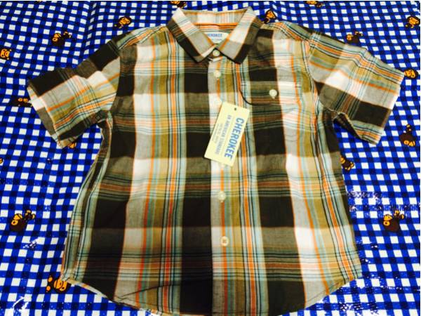 【チェロキー】新品タグ付き半袖チェックシャツ♪~110~双子拍卖