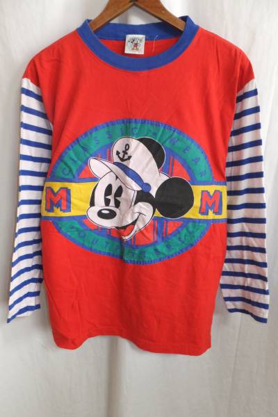 ☆☆送料無料☆☆ミッキーマウス☆切替えカットソー☆マリン☆ボーダー☆ロンT☆z20拍卖