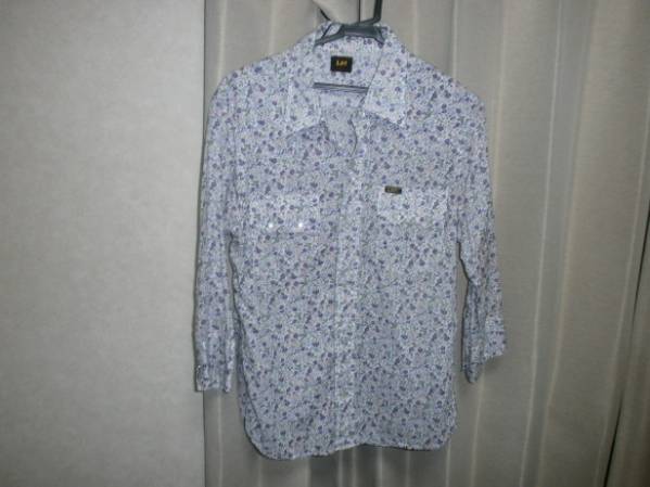 美品 Lee リー ウエスタンシャツ M ガーゼ 花柄 七部袖 白地拍卖