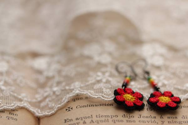 ◆新入荷◆フラワーモチーフカギ針ピアス拍卖