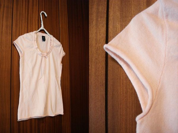 GAPキャップ袖フリル襟サマーニットXS★ピーチ USED 拍卖