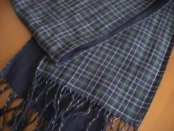 §ハンドメイド ストール 紺チェック拍卖