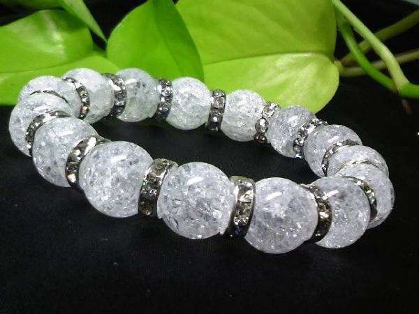 クラック水晶12ミリ§爆裂水晶銀ロンデル拍卖