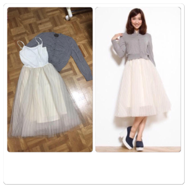 新品同様スナイデル カーデ x 膝丈チュールコンビワンピース拍卖