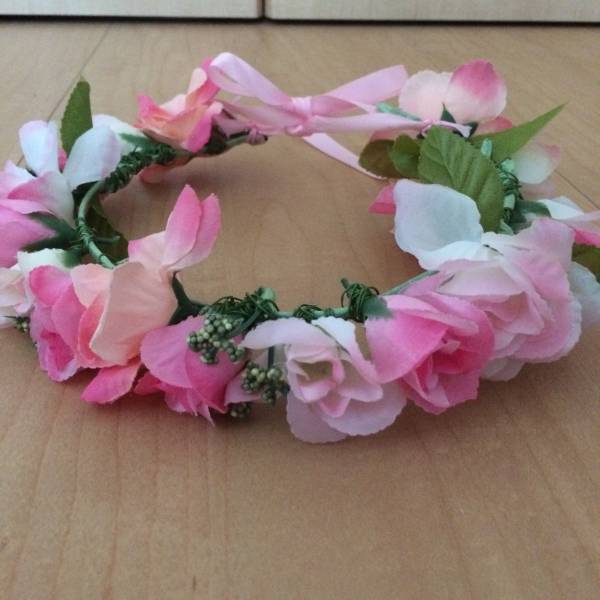 結婚式や二次会☆手作り花冠♪ピンク ハンドメイド ウエディング拍卖