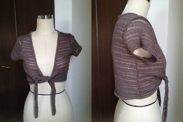 cana blue★結べるタイプのボレロカーディガン/透かし編み/春夏拍卖