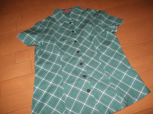 ほぼ新品★Yorklandチェック半袖ブラウス★11号拍卖