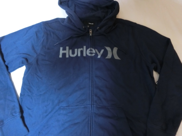 USA購入 人気サーフ系ブランド ハーレー【Hurley】裏起毛ロゴプリント フルジップパーカーUS Lサイズ ネイビー拍卖