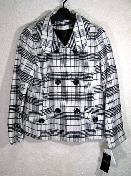 Mon Do レディース ジャケット M~L 白黒チェック 未使用品拍卖