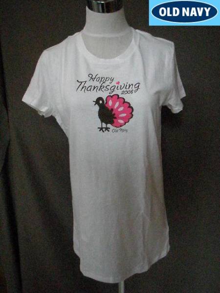 USA人気アメカジブランドオールド ネイビー【OLD NAVY】【HappyThanksGivig】 2008感謝祭 TシャツUS L拍卖