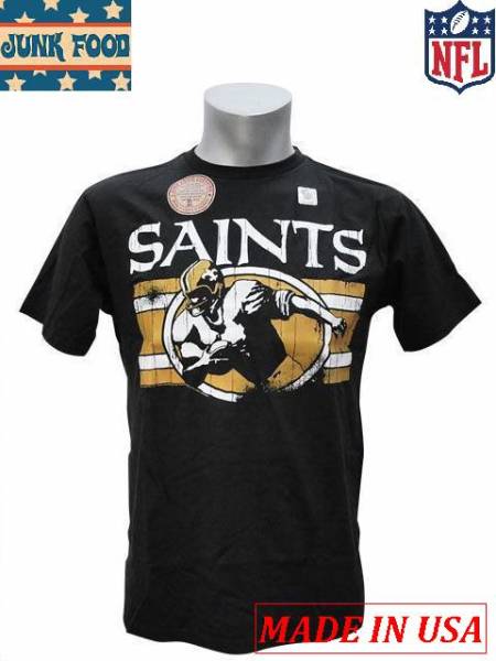 JunkFoodxNFLペンキプリントT US XL灰 NO SAINTS【Made In USA】拍卖