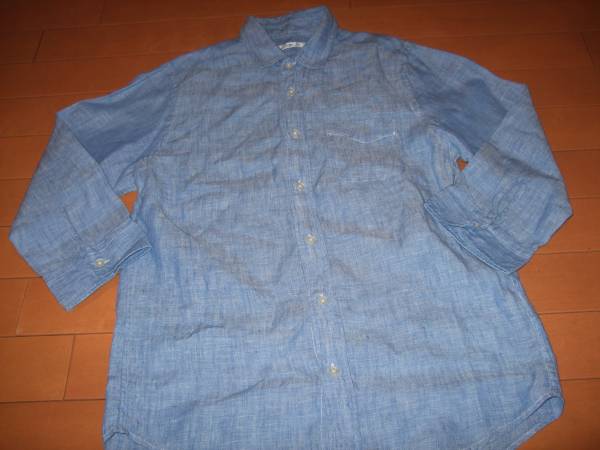 良品★ジャーナルスタンダードrelumeリネン100シャツ★ブルーM拍卖