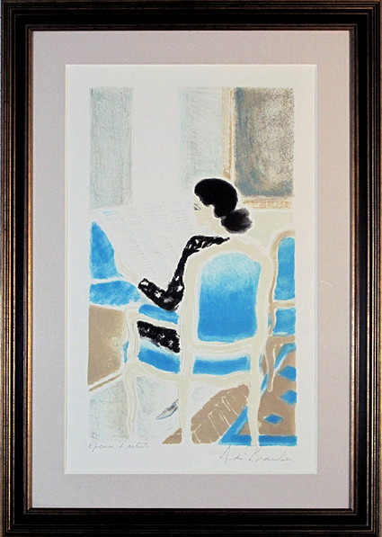 ブラジリエ(青い椅子)リトグラフ 真性保証 Acre拍卖