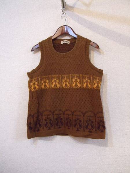 karinca茶模様入りニットベスト(USED)102313②拍卖