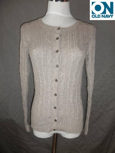 ◇USA人気 アメカジ OldNavy薄手生地カーディガンUS XS ベージュ拍卖
