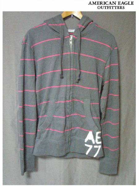 即決 USA購入A.Eagle フルジップパーカーUS S D-Gray xPink 新品拍卖