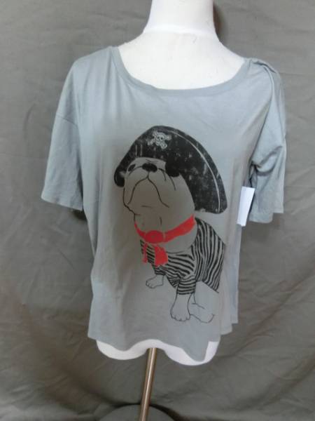 アメリカ店舗購入 USA製 ボーダー系アメカジ【VANS】バンズ ゆったり作り DOGプリントTシャツ US Mサイズ 灰拍卖