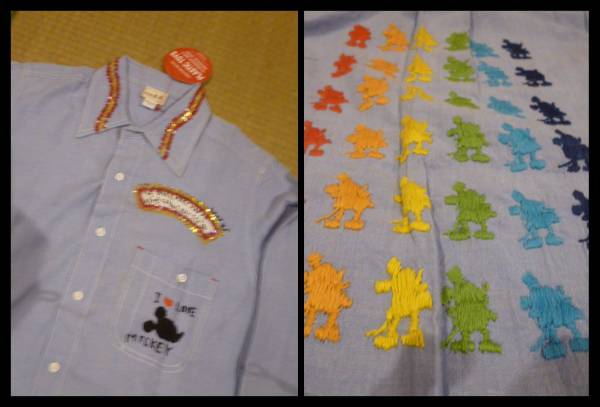 定価9800円 Disney ミッキーマウス 刺繍 長袖 シャツ Sサイズ ディズニー 正規品拍卖