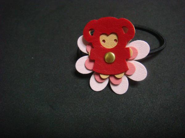 cache*cache マーガレットさるの合皮ヘアゴムhandmade 赤拍卖