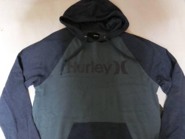 【Hurley】裏起毛ロゴプリントプルオーバーパーカーUS M青緑x青拍卖