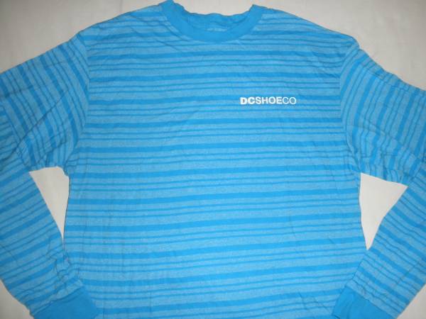 ☆USA購入【DC SHOES】ボーダー柄ロゴプリントロンT US L 青系☆拍卖