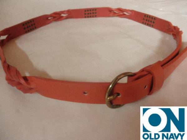 ★アメカジ人気 OldNavy 細レザーベルト 全長95㌢幅1.9㌢W74㌢~拍卖