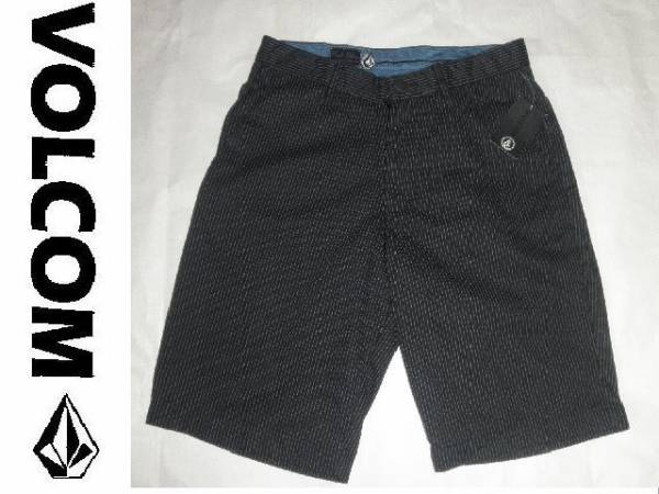 ★USA購入VOLCOM【MODERN FIT】ハーフP W29インチ黒ストライプ柄拍卖