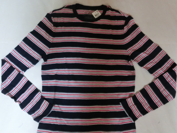 ◆USA購入 AMERICAN RAG CIE ボーダー柄 サーマル素材ロンT US M拍卖