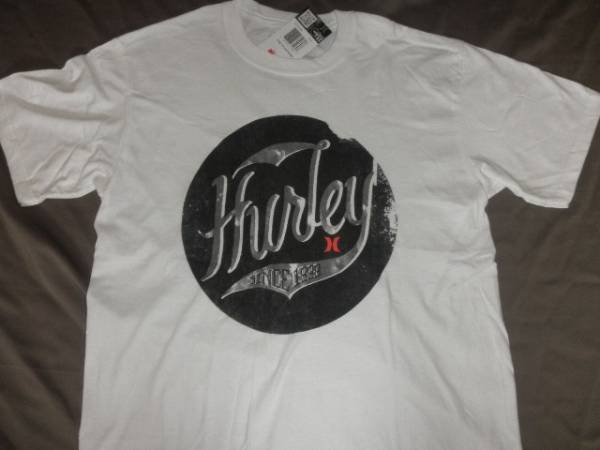 ★USA購入 《Hurley》 Classic Fit 筆記体LOGOプリントT US S 白拍卖