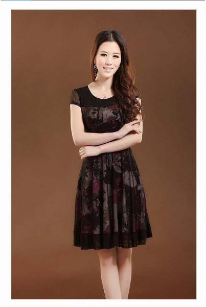 ◎華やかな雰囲気を演出するお嬢様スタイルシルク混ワンピースL拍卖