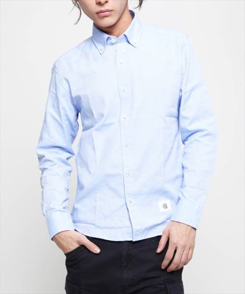 新品未使用VJS1103サイズL【VANQUISH紳士長袖ボタンダウンオックスフォードシャツサックス】メンズ カジュアルシャツ ワイシャツ拍卖