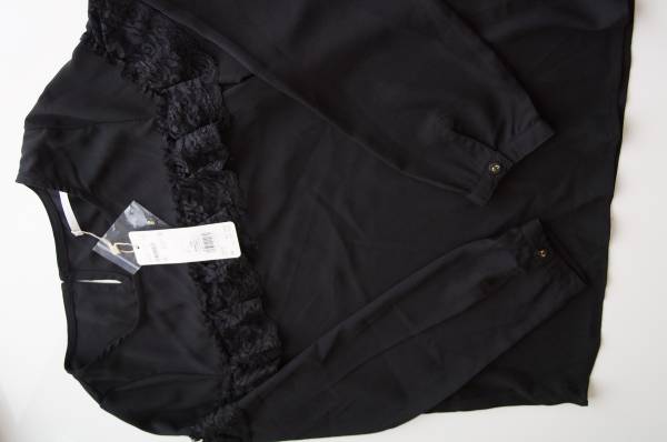 ⑤新品タグ付き★RETROGIRLのフリルレース付きブラウス★黒拍卖