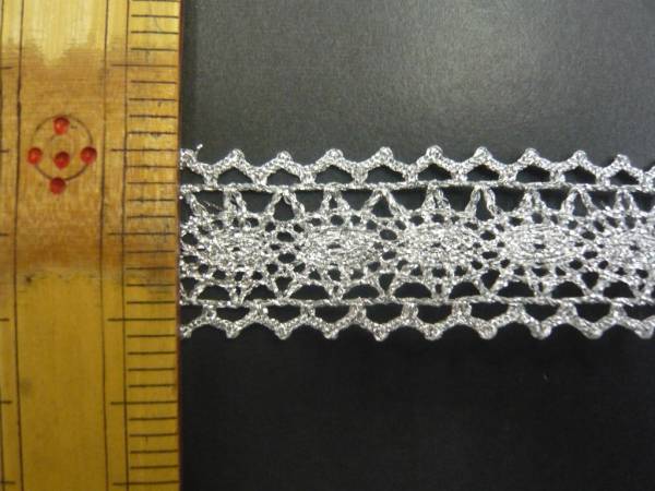 (NH018S)約2.4cm幅シルバーのラメトーションレース(5m)拍卖